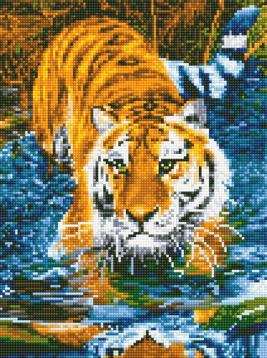 Алмазная мозаика Rainbow Art Тигр в воде 30x40 см (EJ1244)