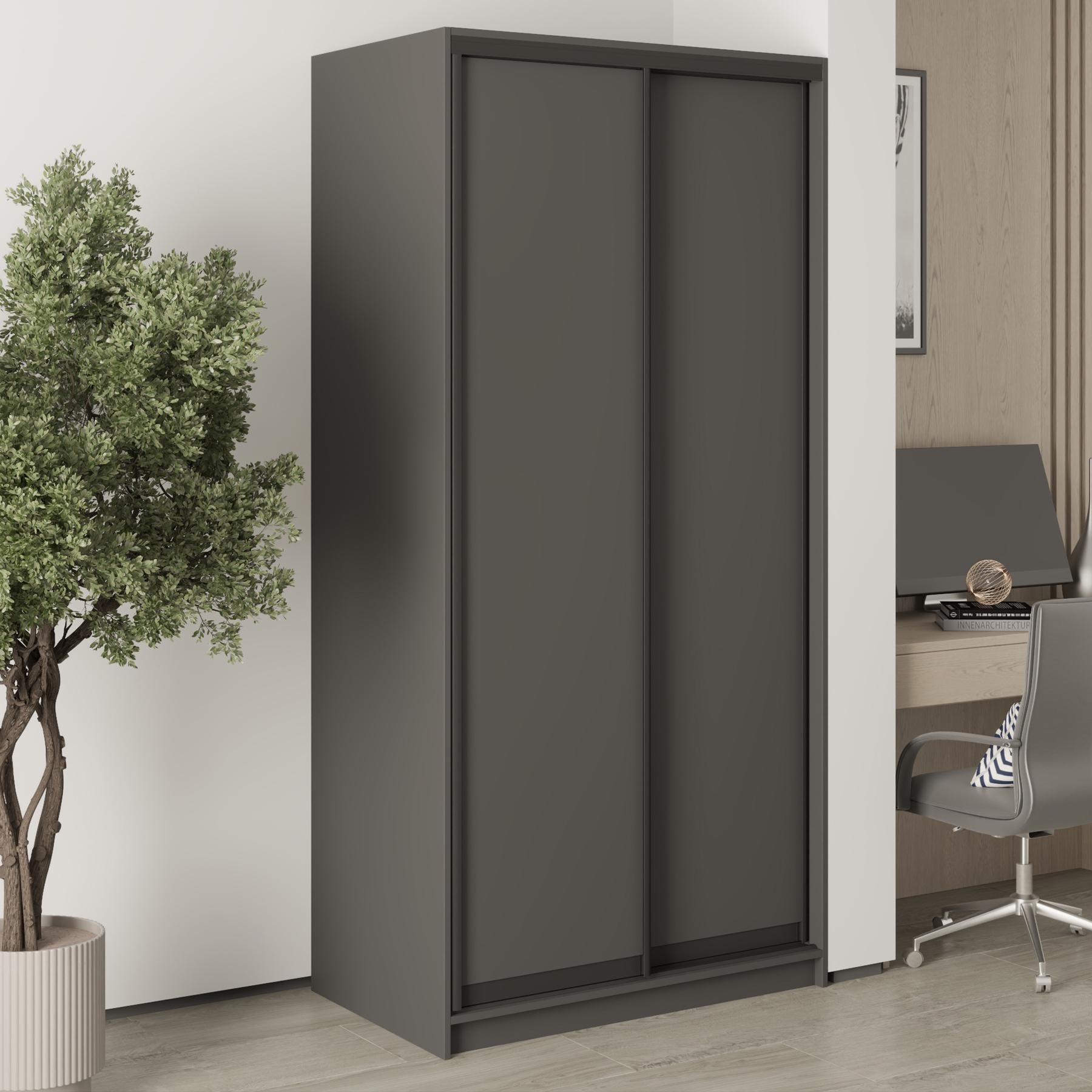 Шафа-купе дводверна MebelStar Стандарт BG 2 ДСП 100x45x210 см Антрацит (MBS-10822)