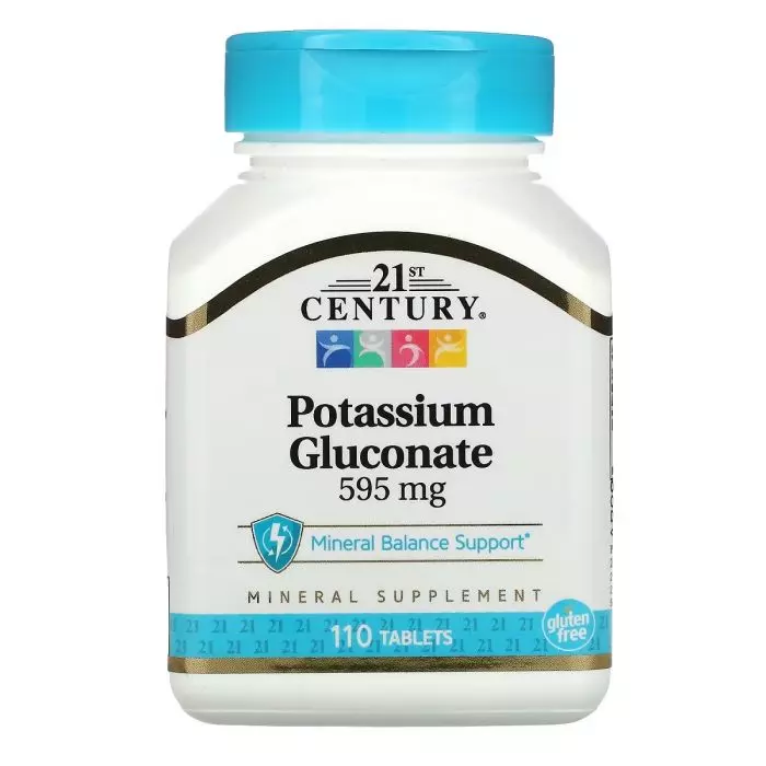Калий глюконат 595 мг 21st Century Potassium Gluconate 110 таблеток (CEN21387)