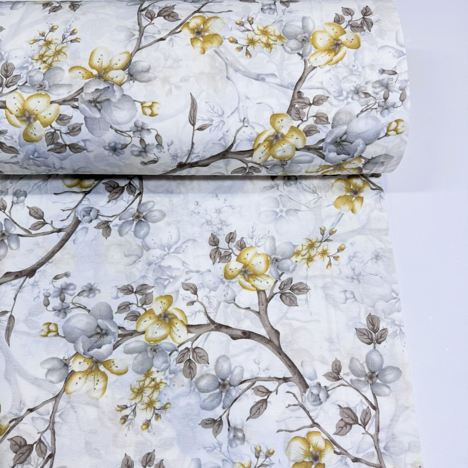 Ткань бязь хлопчатобумажное цветение на ветках 240 см 70% хлопок (117923)