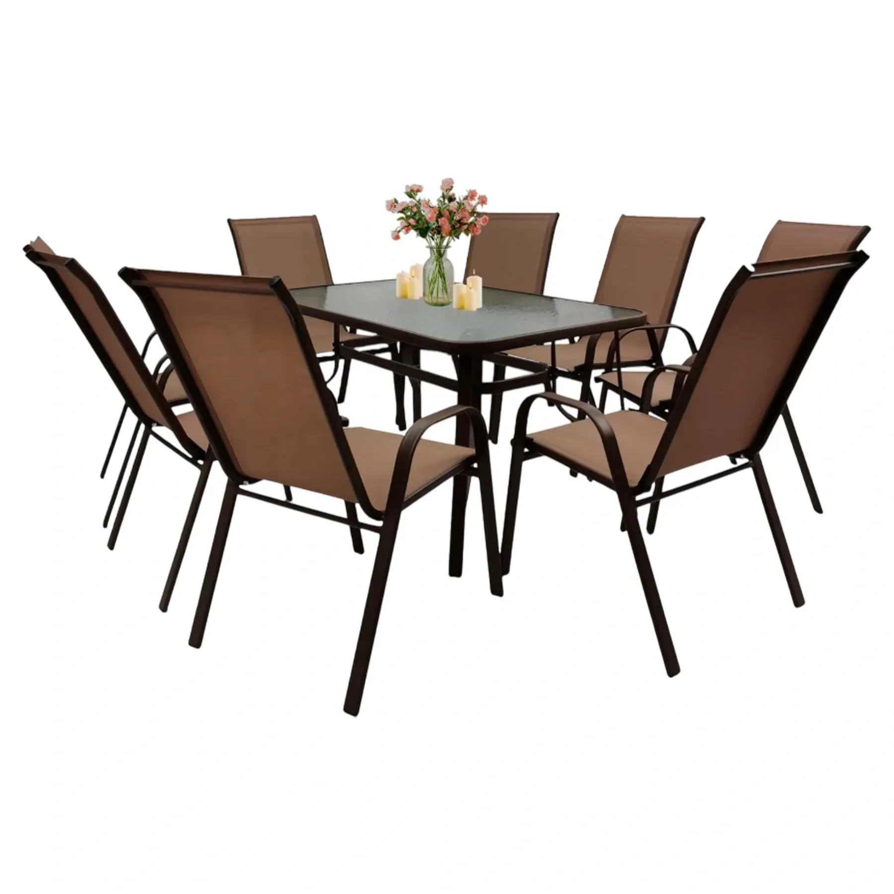 Комплект садових меблів 4Points Milano-8 прямокутний стіл та 8 стільців 150х90 см Коричневий - фото 1