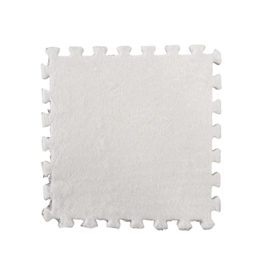 Коврик-пазл антискользящий из пены и плюшевым ворсом 6 шт. 30х30 см White
