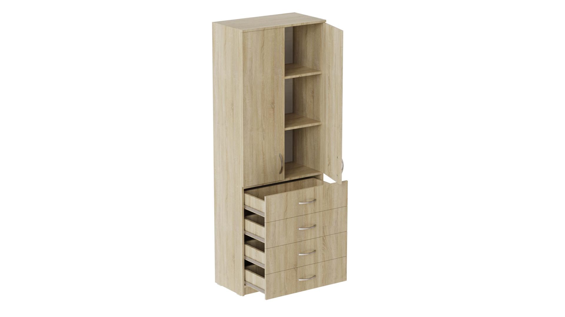 Шкаф Ferrum-decor Анжело на 3 полок с 2 дверями и 4 ящика ДСП 16 мм 900x700x380 мм Дуб Сонома (FRD-105028)