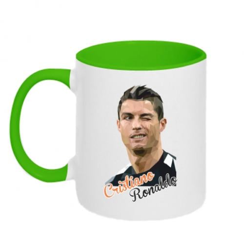 Чашка двухцветная Кристиано Роналдо 320 мл Белый с зеленым (350529-37-43478) - фото 1 Чашка двухцветная Кристиано Роналдо 320 мл Белый с зеленым (350529-37-43478) - фото 1