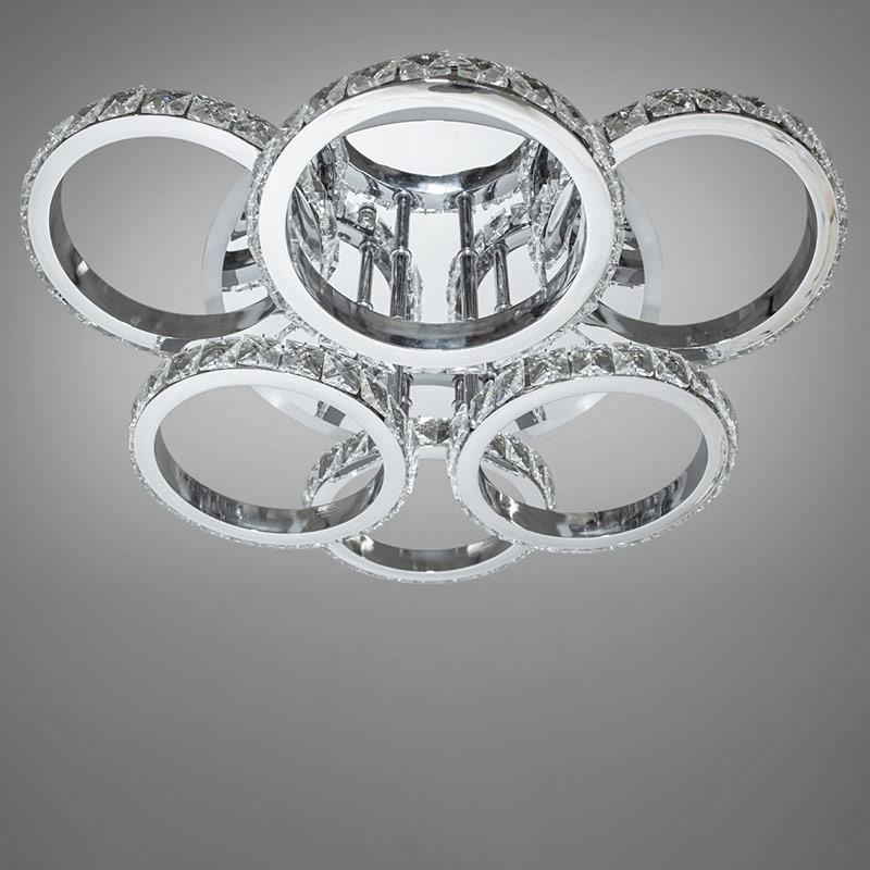 Стельова люстра LED з диммером та підсвічуванням DS-18003/3+3HR LED 3color dimmer 90W Хром