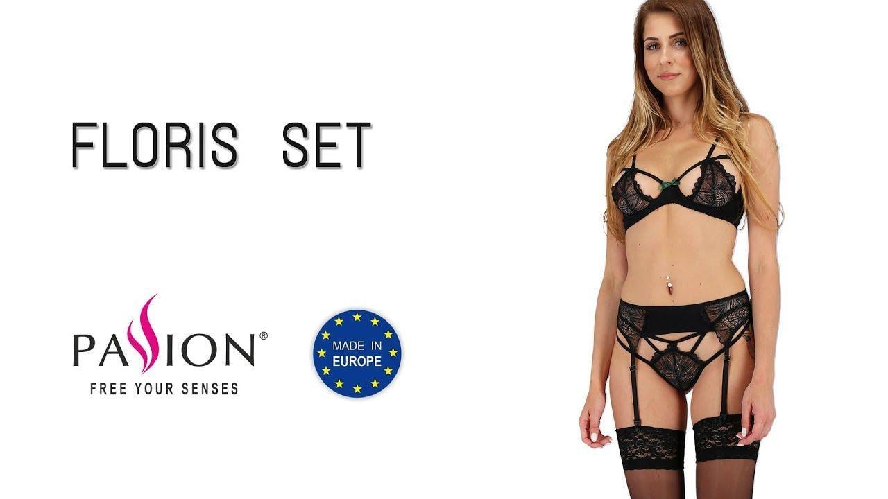 Комплект нижнего белья Passion Exclusive FLORIS SET L/XL Black - фото 4