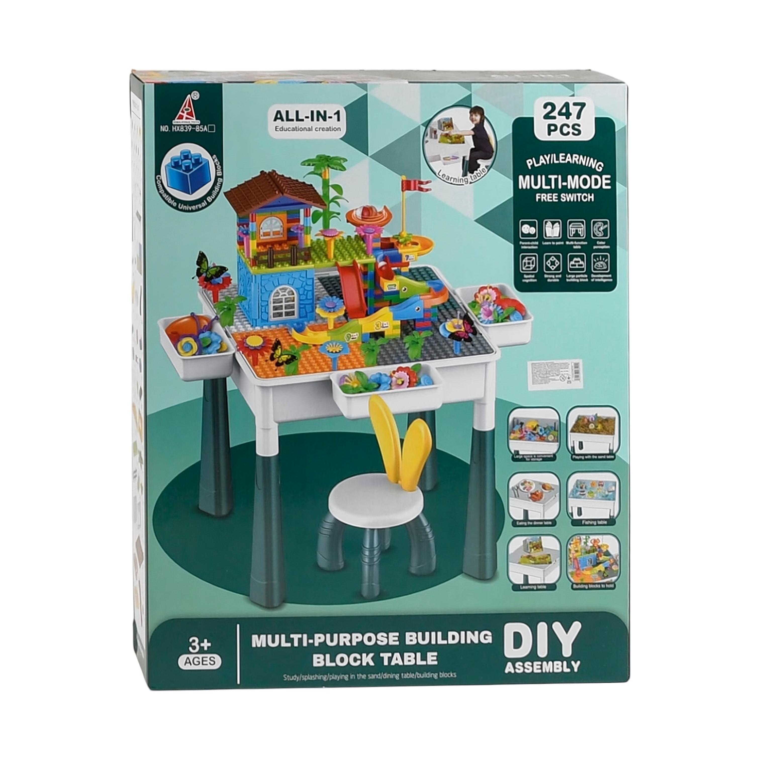 Столик детский HX 839-85 A 3в1 стул/горки и игровые фигурки (28536198)