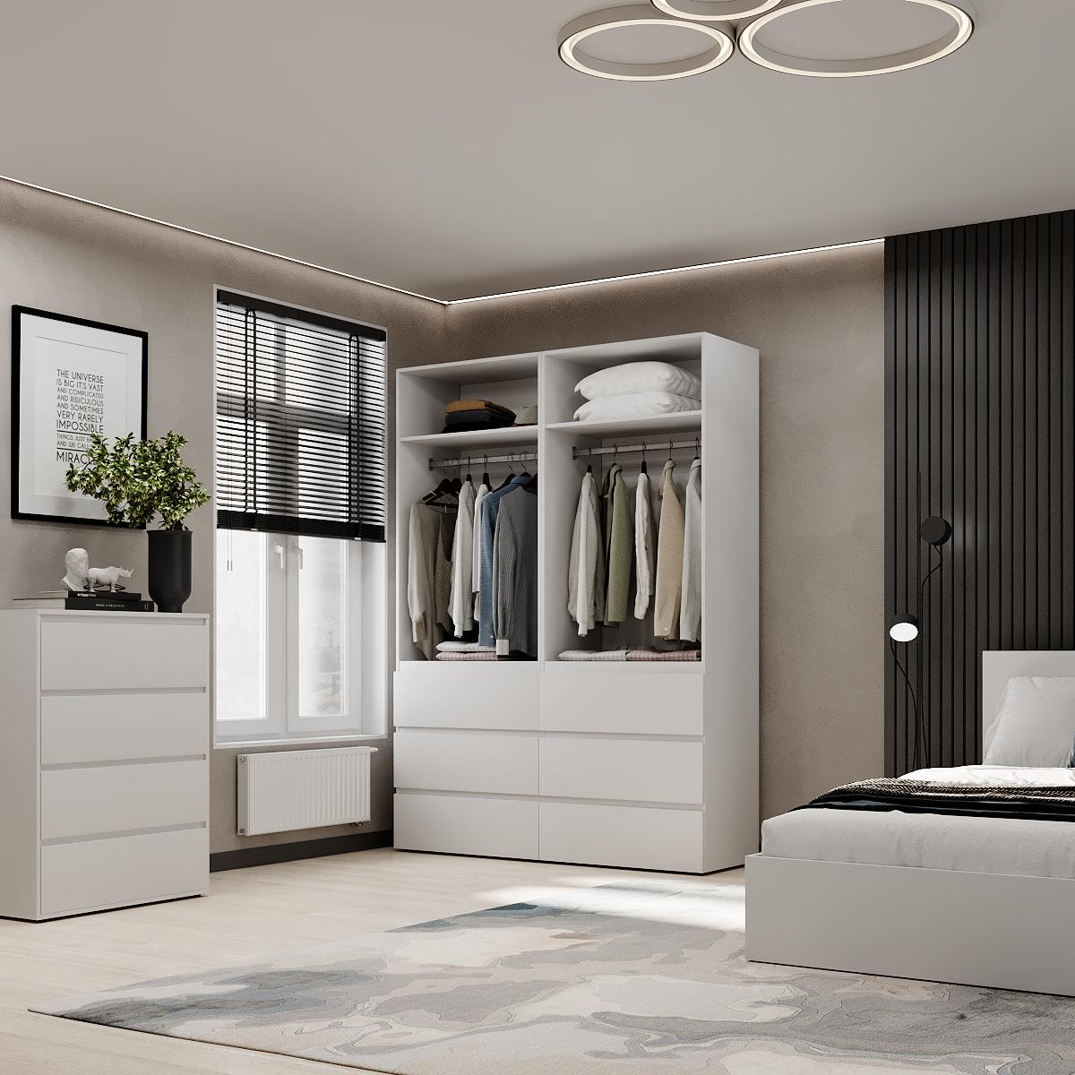 Шафа розпашна комбінована ART IN HEAD №10 Light 1600x500x2200 мм Білий діамант (GALTK0101000000) - фото 4