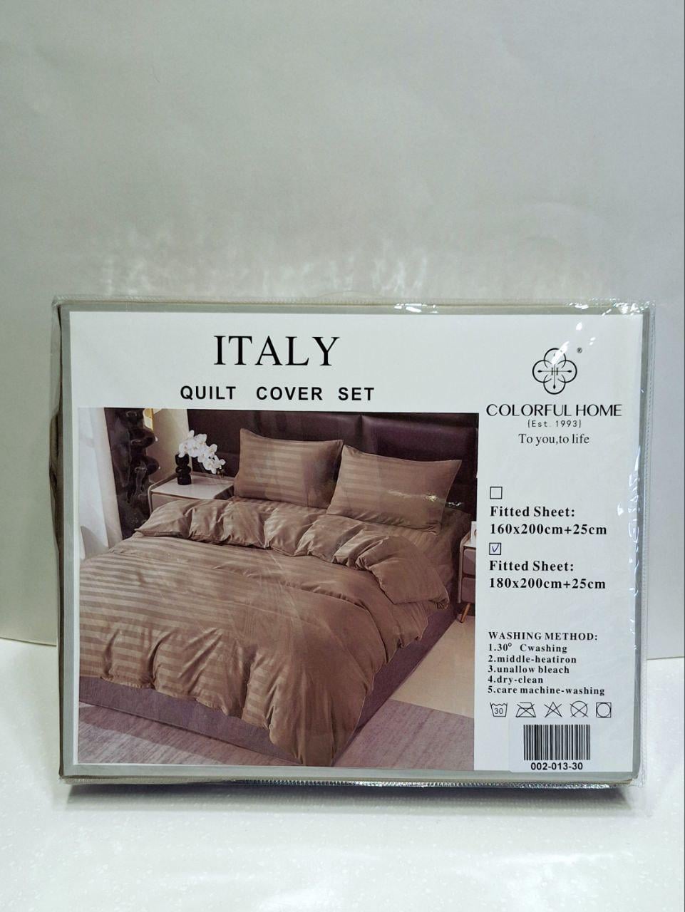 Простыня на резинке Colorful Home страйп-сатин 180x200x25 см Коричневый (1023)