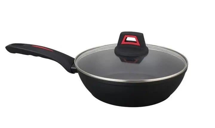 Сковорода алюминиевая с крышкой Benson BN-830 с антипригарным покрытием и термоиндикатором 2,4 л 24 см (30547370)