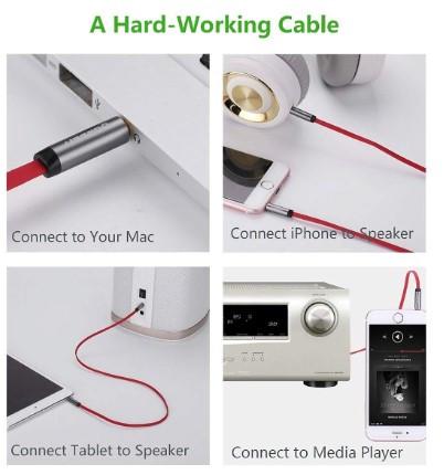 Кабель аудио Ugreen 3,5 мм AUX плоский 0,5 м Red (AV119) - фото 3 Кабель аудио Ugreen 3,5 мм AUX плоский 0,5 м Red (AV119) - фото 3