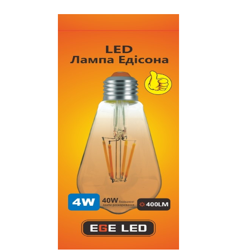 Лампа светодиодная EGE LED Filament 4W TB 009A (ST64) - фото 2