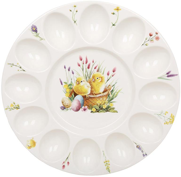 Блюдо фарфоровое Easter Melody Цыпленка 27 см для 12-ти яиц Блюдо фарфоровое Easter Melody Цыпленка 27 см для 12-ти яиц