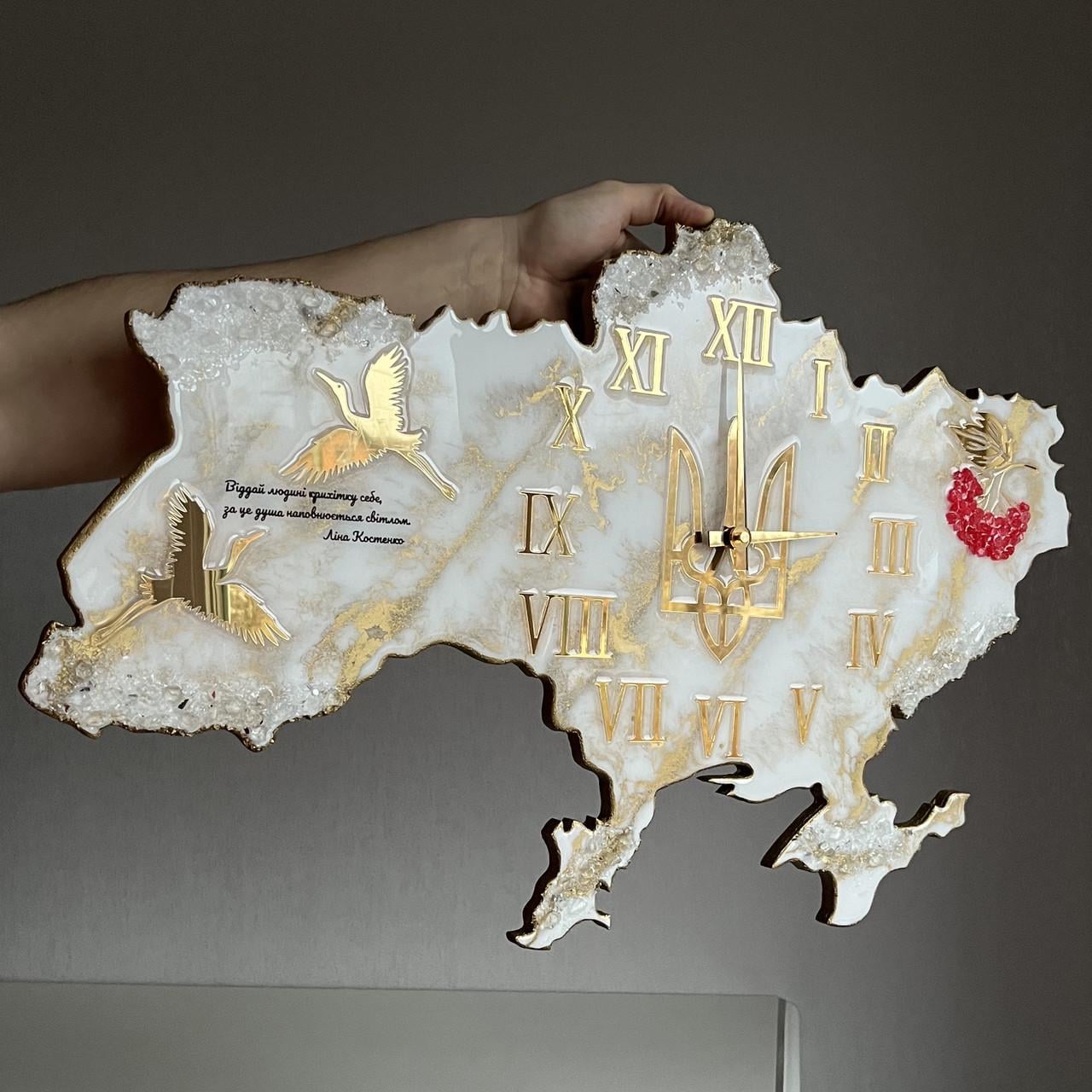 Часы настенные из эпоксидной смолы Карта Украины 120х76 см