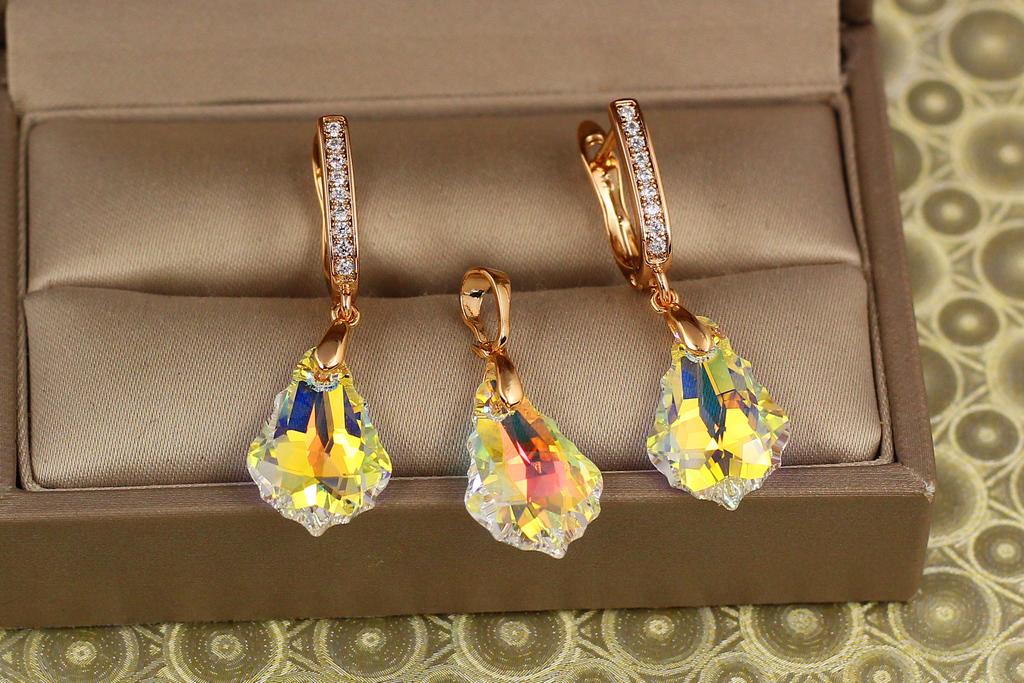 Набір Xuping Jewelry Греза Сваровскі жовтий камінь Золотистий