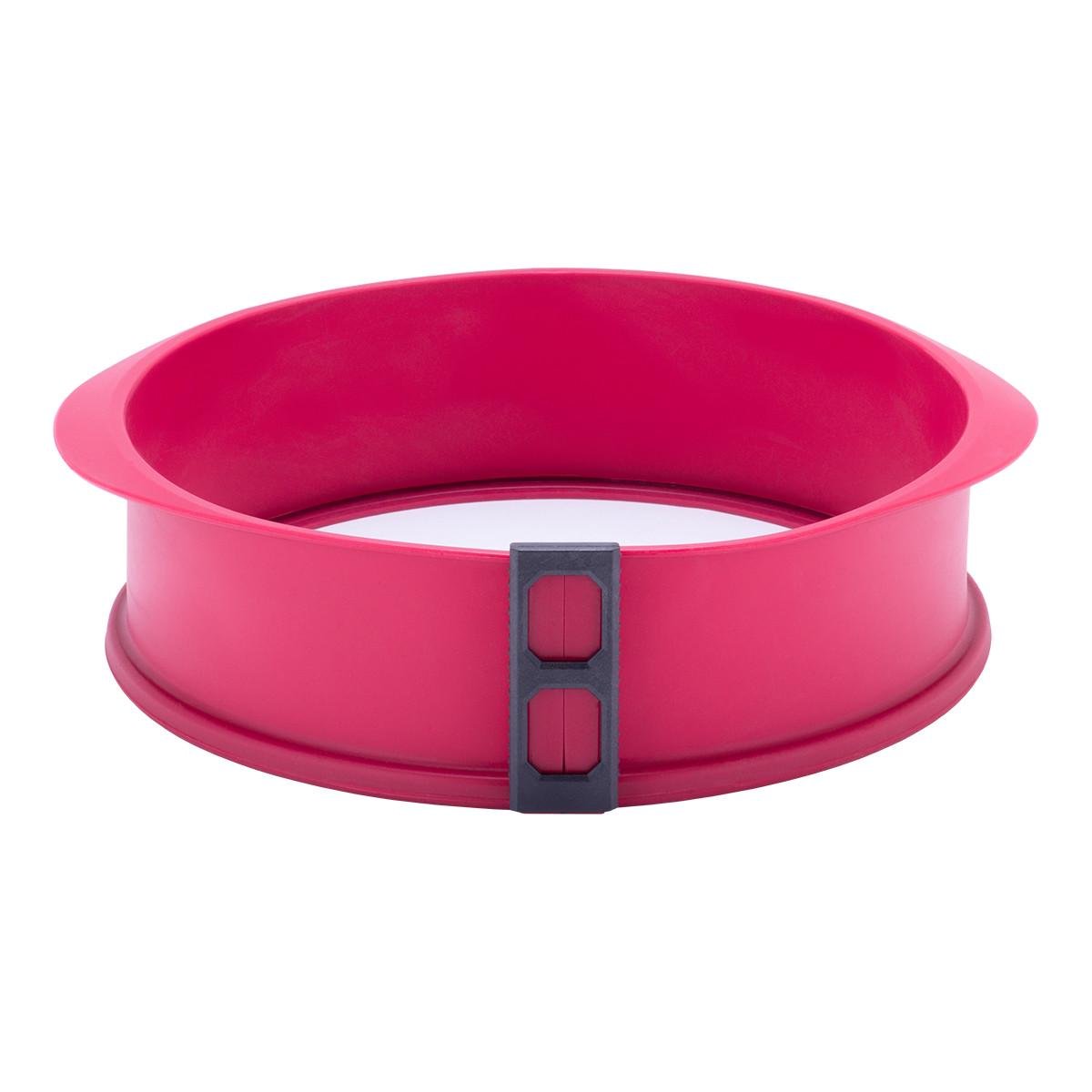 Круглая форма для запекания со стеклянным дном Kamille КМ-7757 из силикона 26х7 см Красный (150-84-7757)