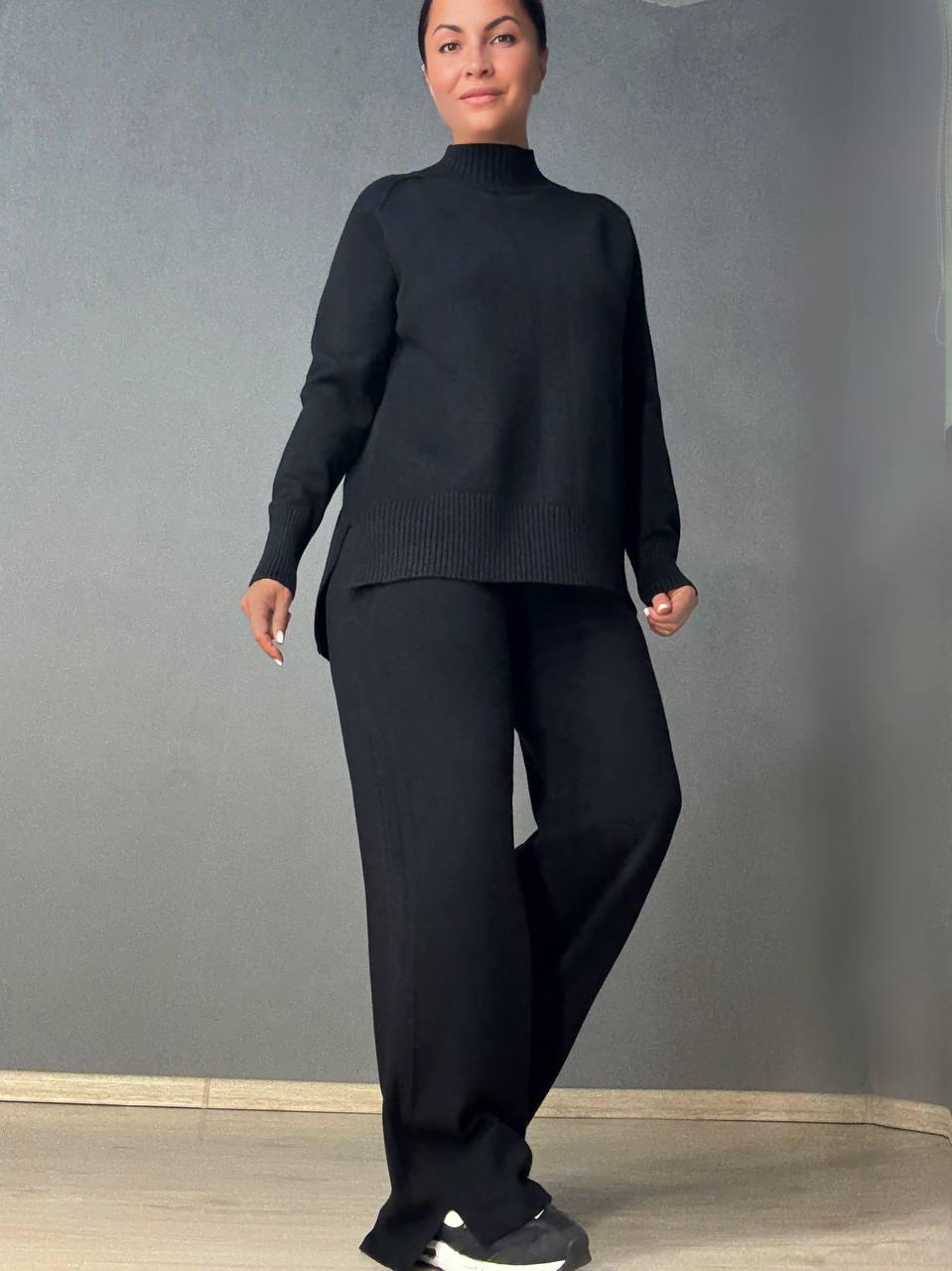 Костюм жіночий ACCORDDREAM 6841-8636 светр з брюками палаццо в'язаний OS Чорний (5179) - фото 9