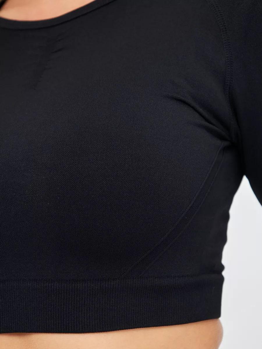 Топ жіночий з довгими рукавами укорочений для тренувань та прогулянок XL Чорний (70095XL) - фото 6 Топ жіночий з довгими рукавами укорочений для тренувань та прогулянок XL Чорний (70095XL) - фото 6