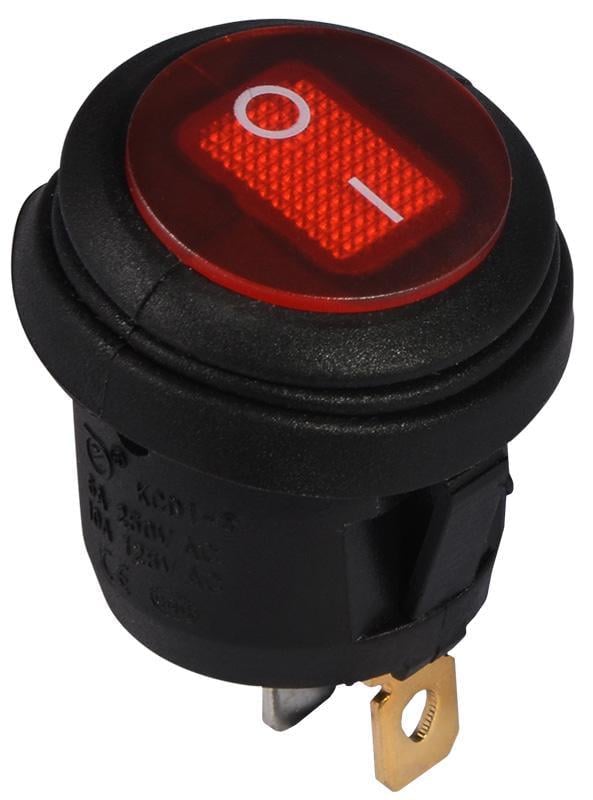 Переключатель одноклавишный АСКО-УКРЕМ KCD1-5-101WN R/B с зажимной подсветкой круглый Красный (27878600)