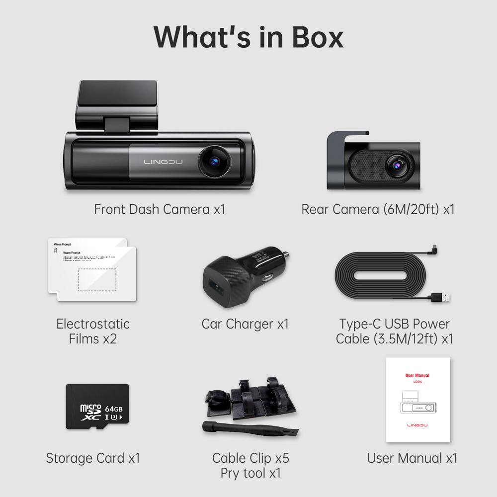 Видеорегистратор Lingdu LD06 с двумя камерами (25341669) - фото 7 Видеорегистратор Lingdu LD06 с двумя камерами (25341669) - фото 7