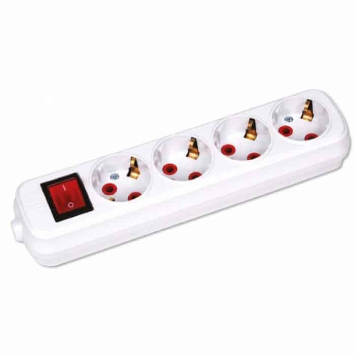 Колодка чотиримісна HOROZ ELECTRIC з заземленням та вимикачем 16A 250V (200-400-402)