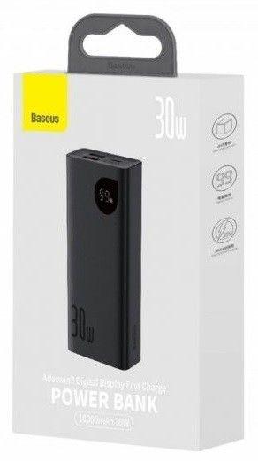 Повербанк BASEUS Adaman 10000mAh Metal Digital 30W Black (PPAD040001) - фото 5