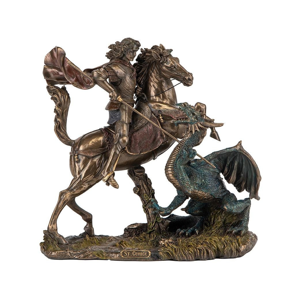 Статуэтка декоративная Святой Георгий Победитель из полистоуна 25 см Бронзовый (100-81-78223A4)