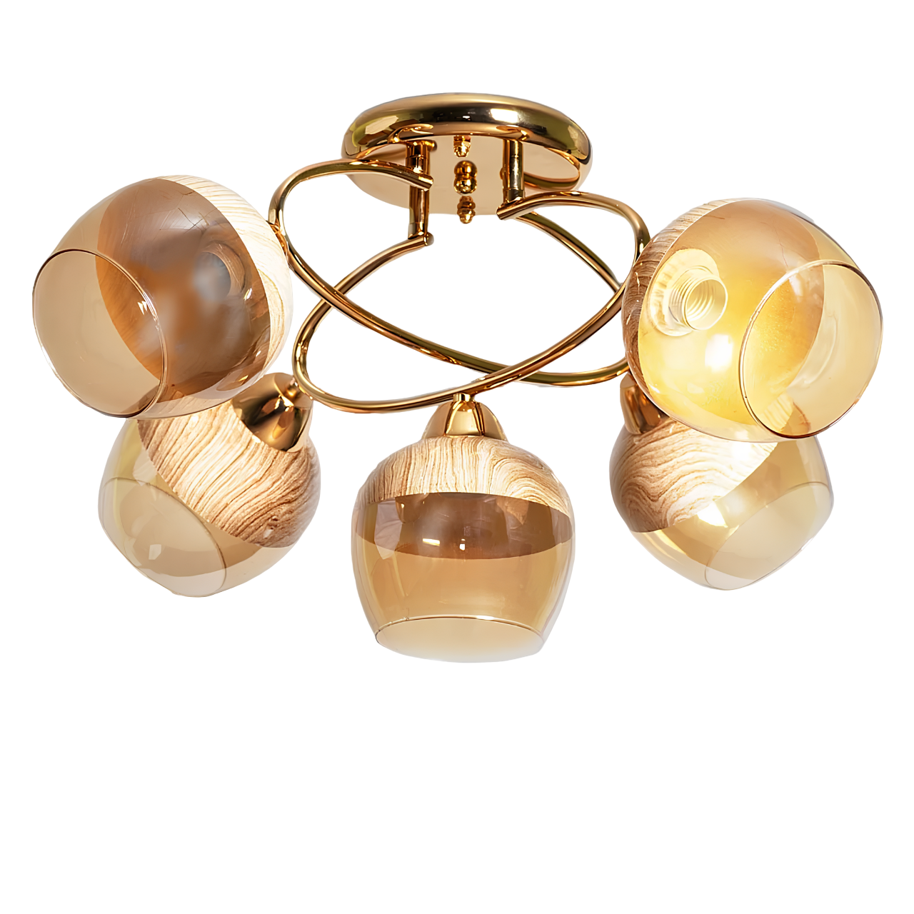 Люстра Svet на пять стеклянных плафонов под лампу Е27 Золотой (SC-9082/5 FG)