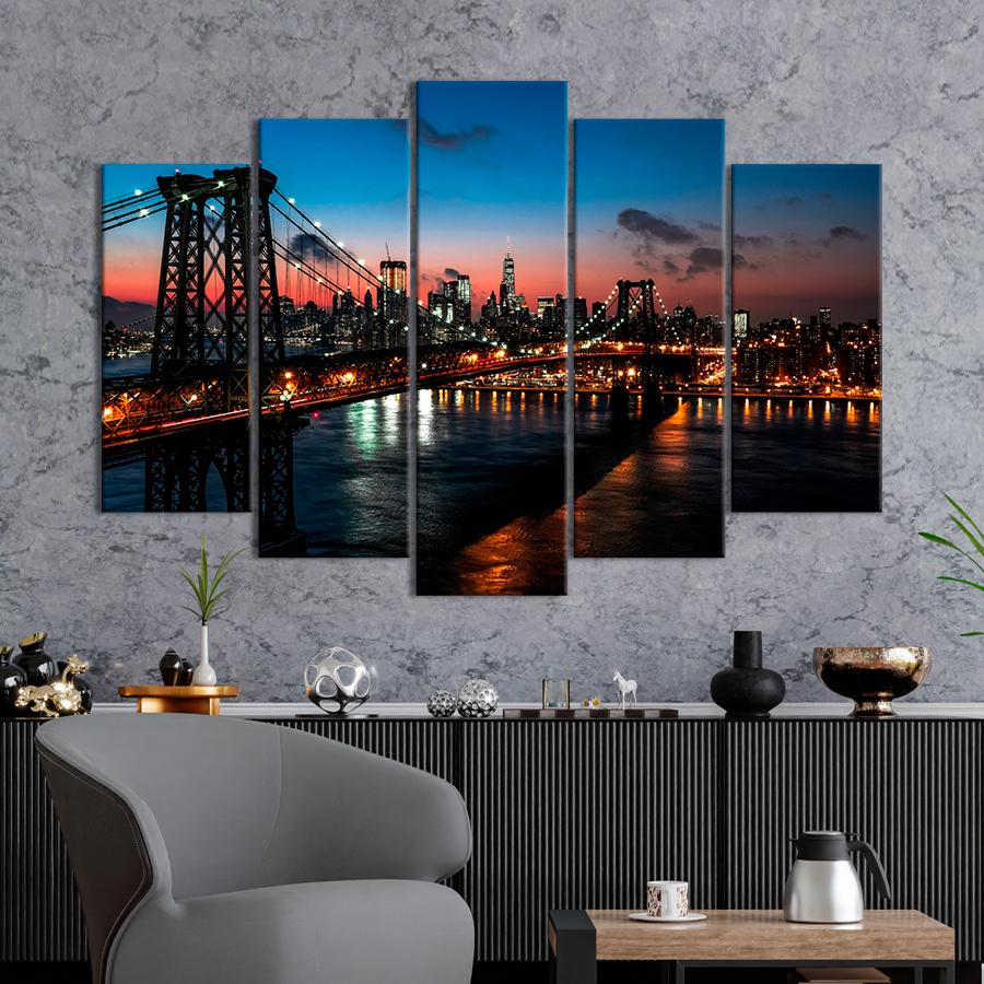 Картина город Бруклинский мост 187x119 см (A772-5)