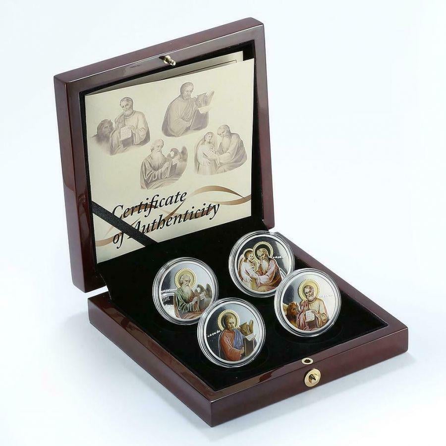 Серебряные монеты Евангелисты 124,4 г 4 шт.