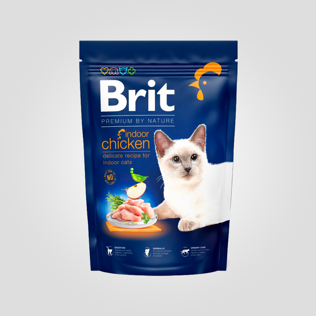 Корм сухий Brit Premium Cat by Nature Indoor для котів які живуть у приміщенні з куркою 1,5 кг (20504495)