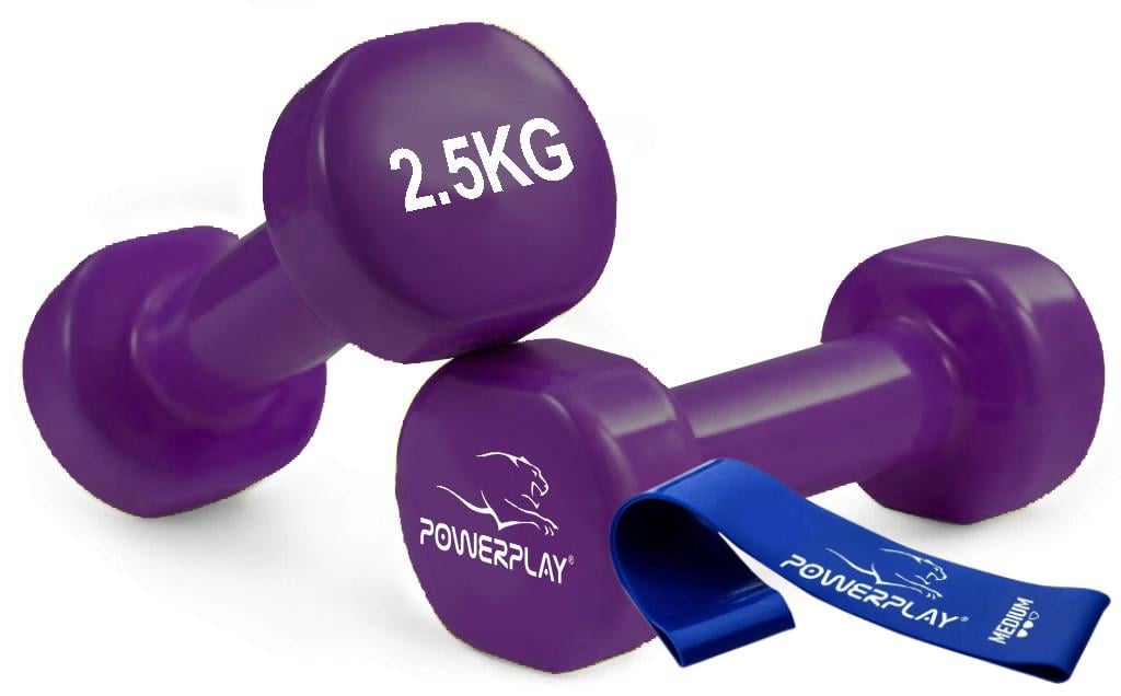 Гантелі вінілові PowerPlay 4125 Achilles 2,5 кг 2 шт. Фіолетовий (2628048043)