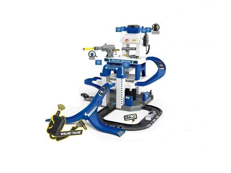 Парковка Wenyi 53 элемента/3 металлопластиковые машинки/вертолет/со звуковыми эффектами Blue/White (157315)