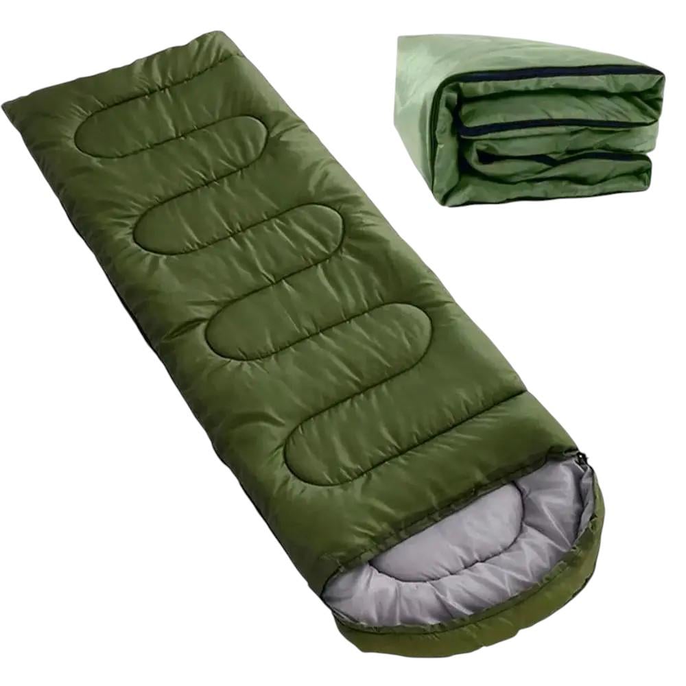 Мешок спальный туристический с зимним капюшоном -15°C Зеленый - фото 3