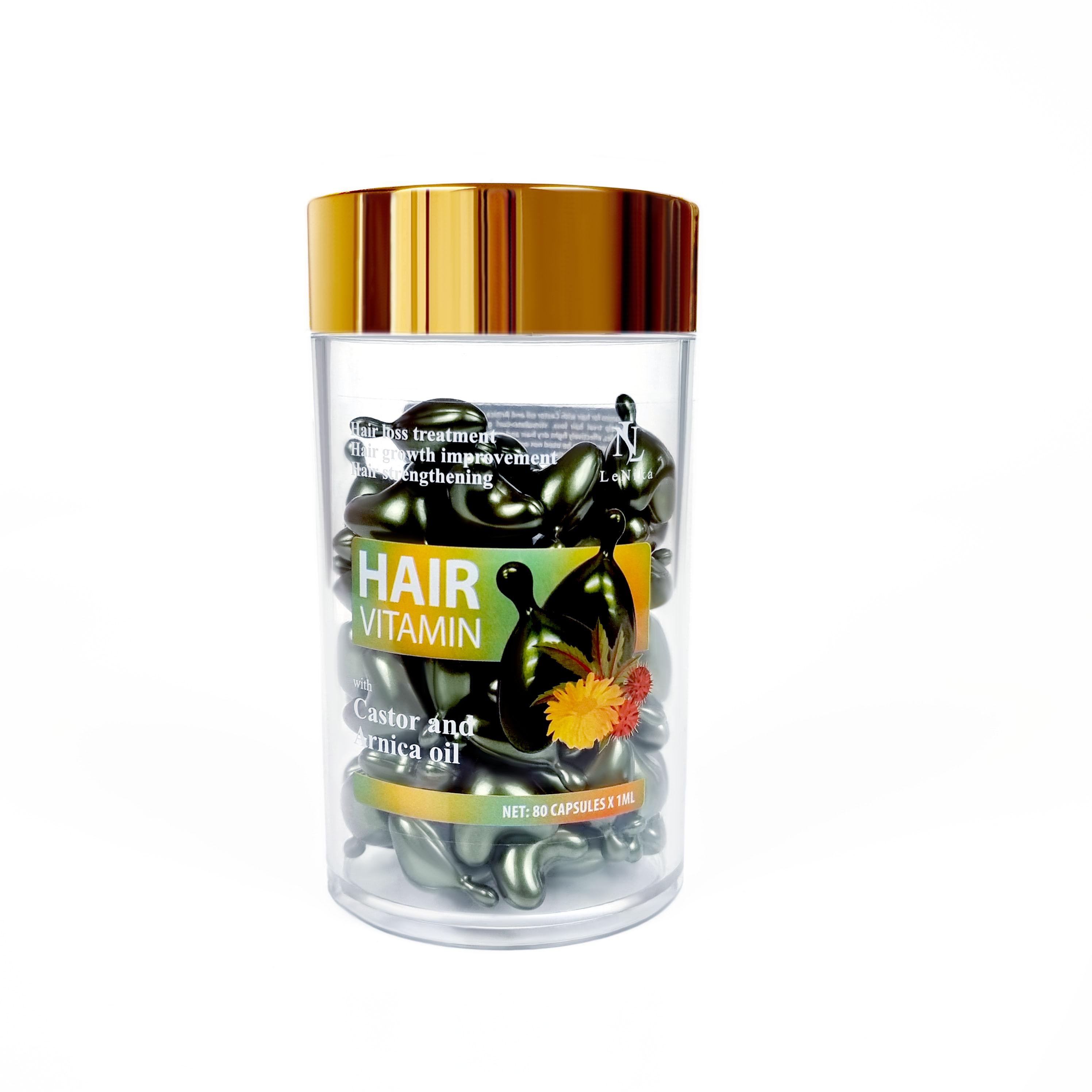 Капсулы от выпадения и роста волос LeNika с Касторовым маслом и маслом арники 80 капсул
