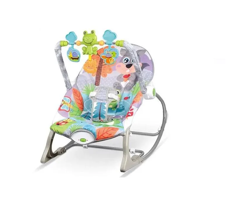 Шезлонг-качеля детский напольный 68189-1 музыкальный из комбинированных материалов 55х86х38 см Серый (150-7-179683)