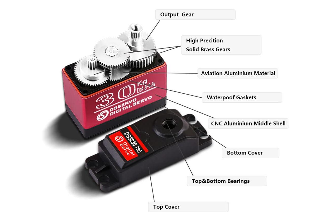 Сервопривід стандарт DSServo DS3230PRO 38 кг 0,09 сек 6,8 В 25T цифровий IP66 60 г (180) - фото 2 Сервопривід стандарт DSServo DS3230PRO 38 кг 0,09 сек 6,8 В 25T цифровий IP66 60 г (180) - фото 2