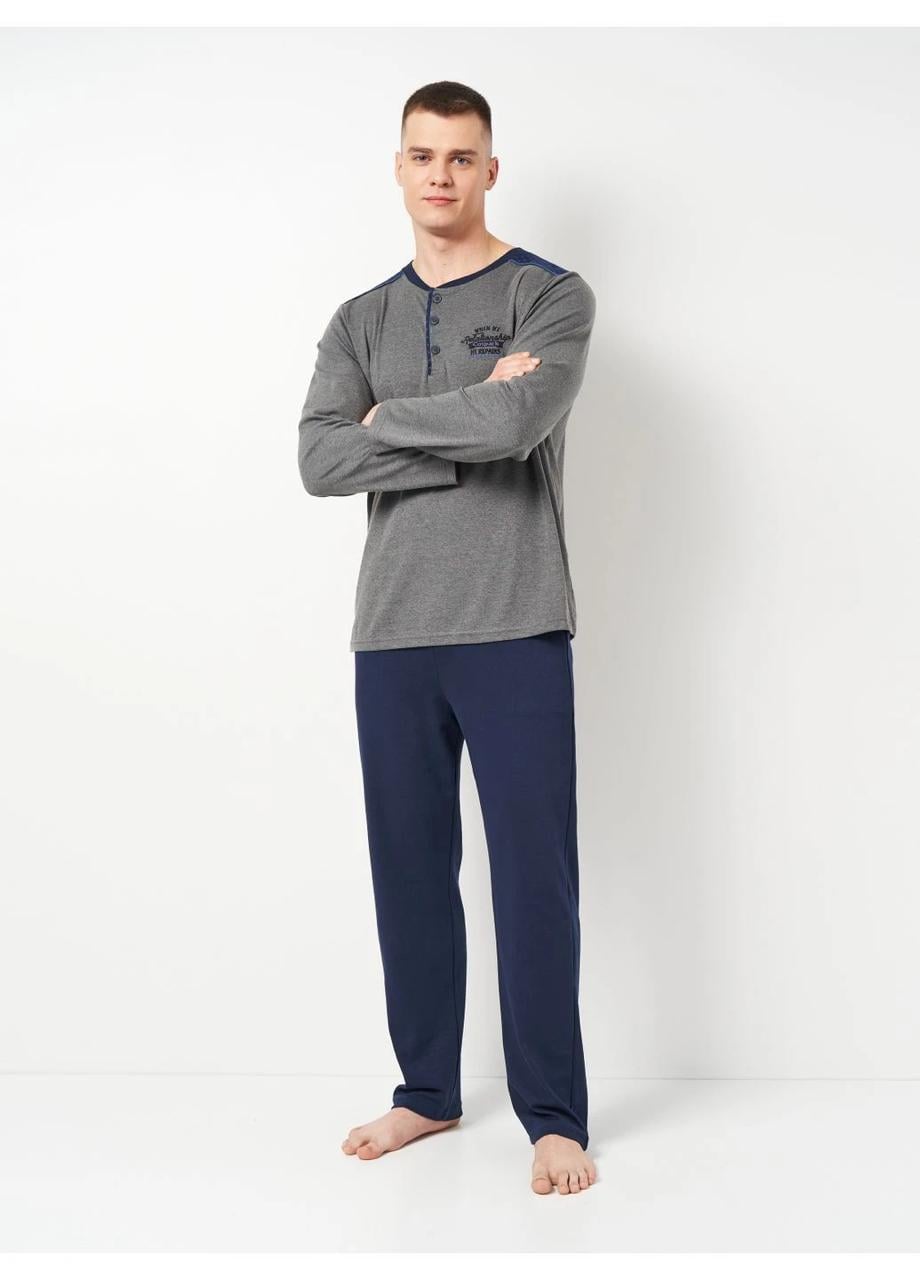 Пижама Cotpark хлопок 2XL Серый с темно-синим (581-08-2XL)