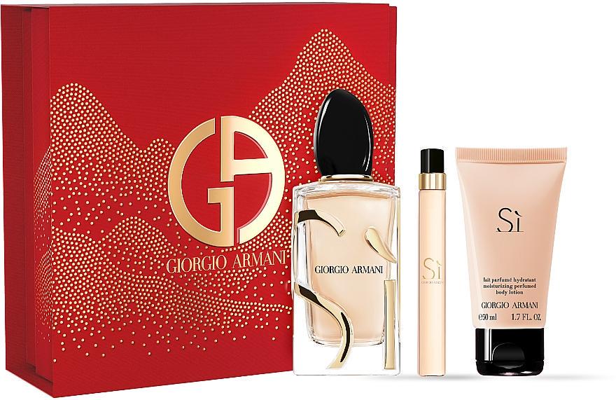 Подарунковий набір для жінок Giorgio Armani Si парфумована вода 100 мл/парфумована вода міні 10 мл та лосьйон для тіла 50 мл (380573)