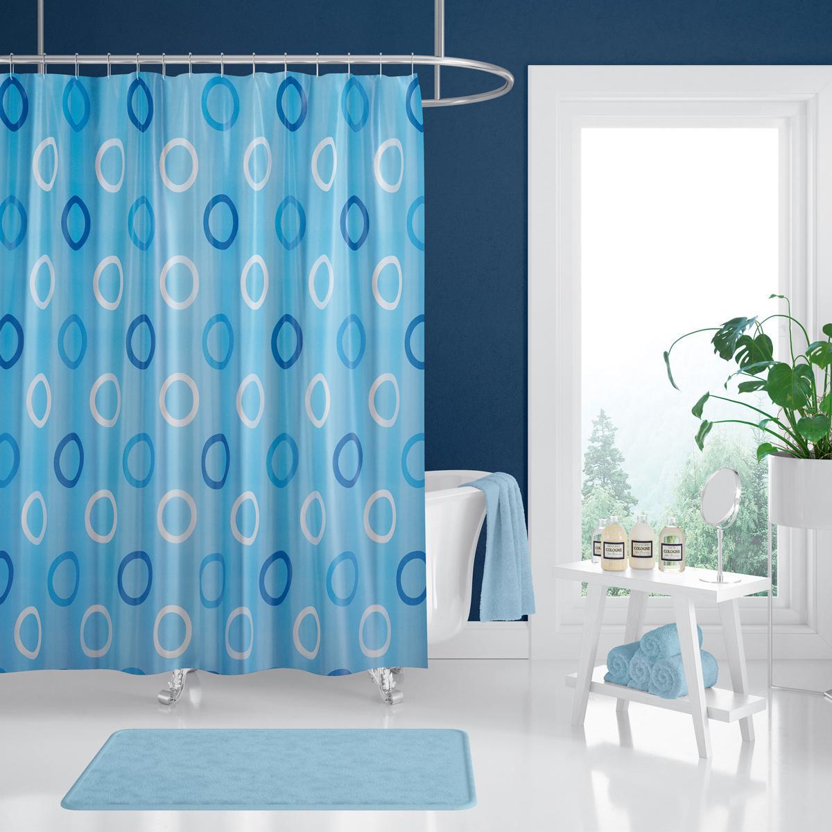 Штора для ванной Tropik Rings 180x200 см Blue (25461936)
