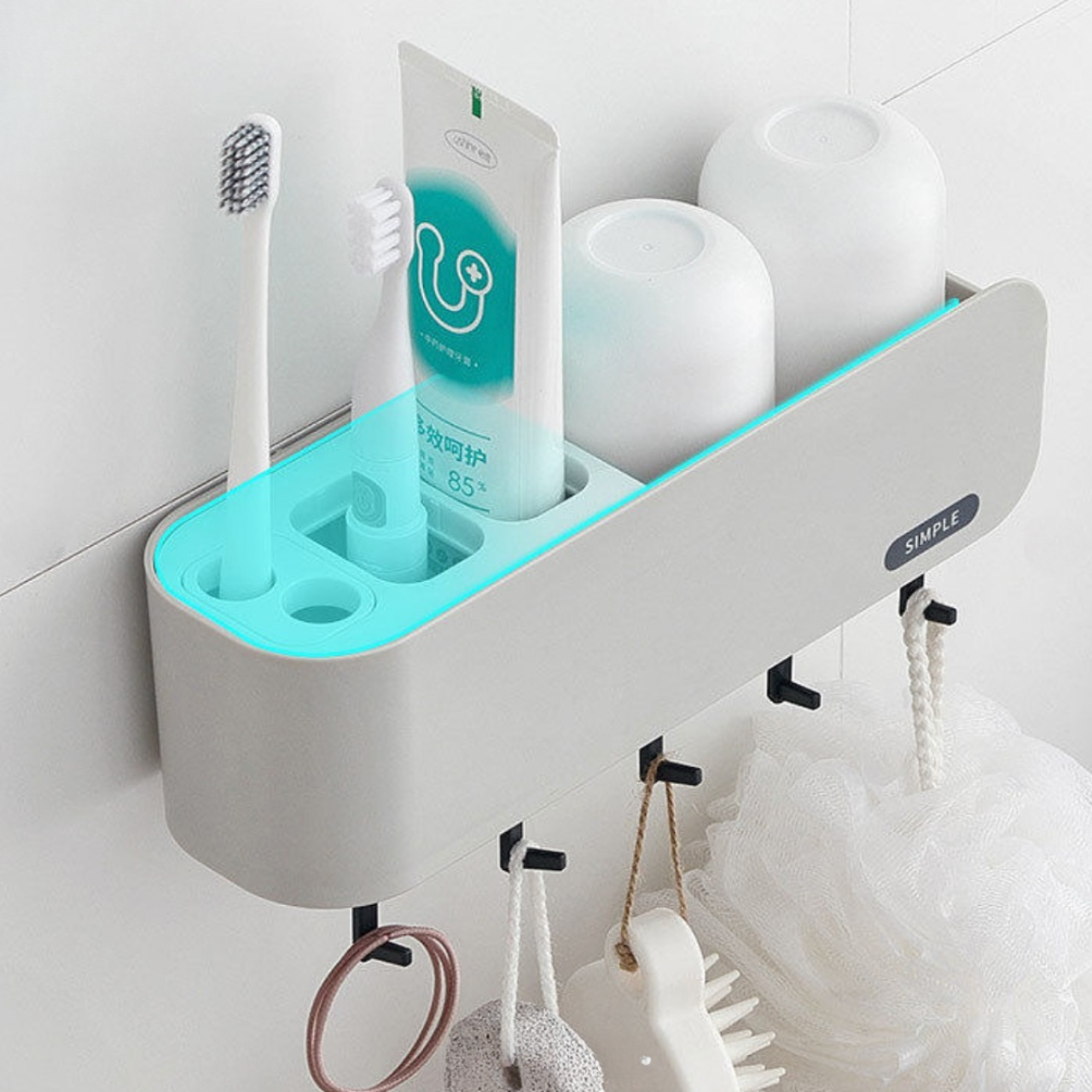 Держатель для хранения зубных щеток SIMPLE Серый (28329097) - фото 6