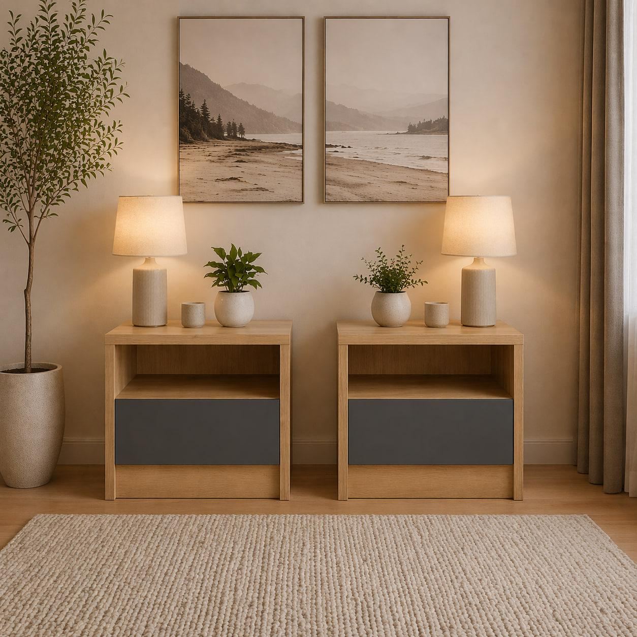 Тумба приліжкова Dominika Mebel Service 2 шт. Артісан/Сірий (1624239000)