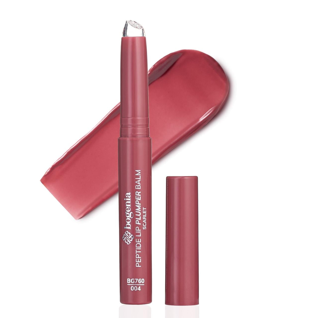 Помада-блиск для об'єму губ Bogenia Peptide Lip Plumper Balm BG760 004 Scarlet Малиновий (13353820)