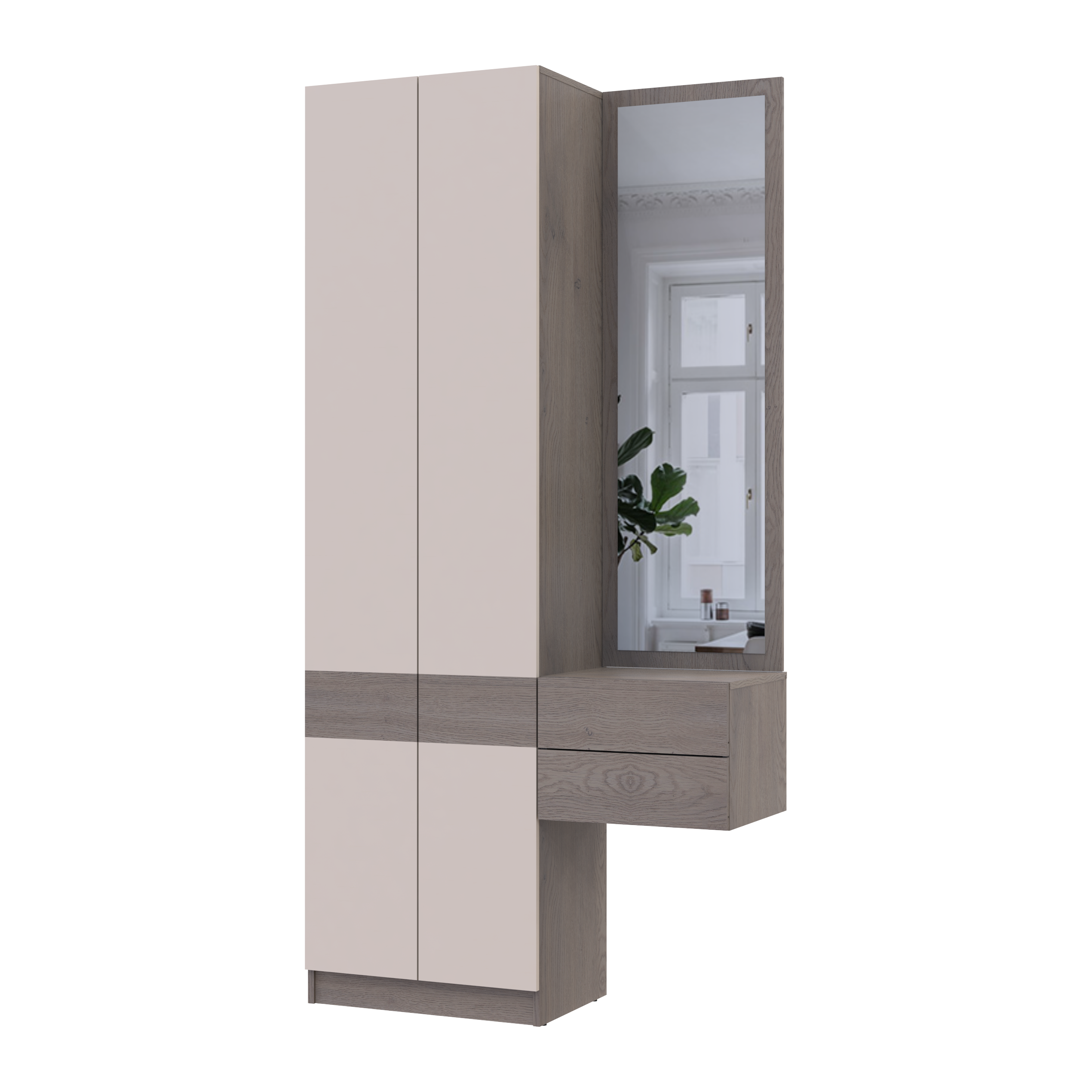 Прихожая Doros Сола 1+2 ДСП/зеркало 105х40х215 см Канноло/Кашемир (42005232)