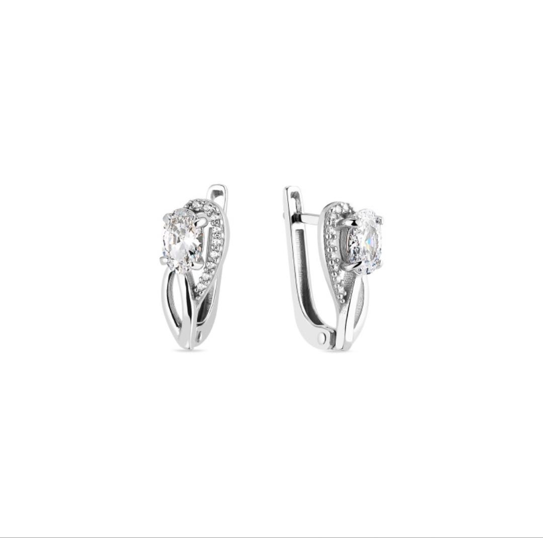 Серьги с белым камнем серебро 925 пробы 1,90 г (1549)