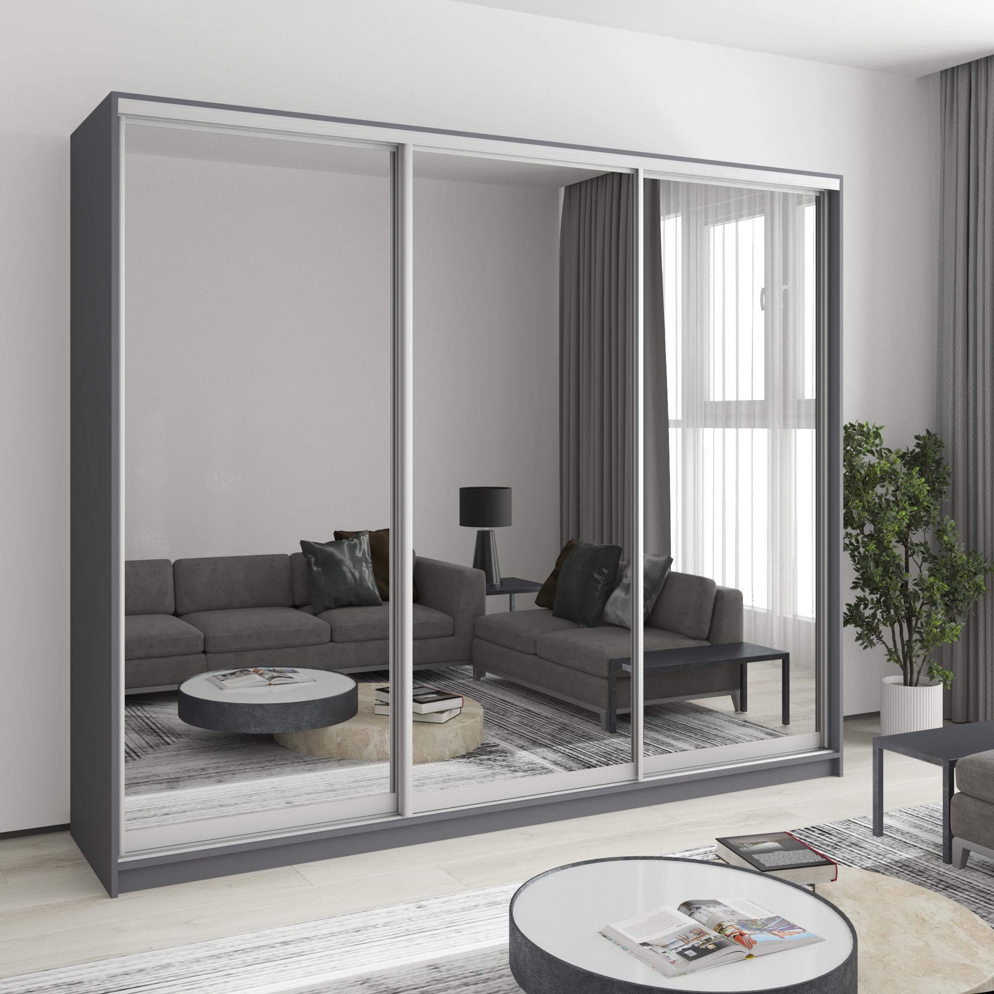 Шкаф-купе трехдверный MebelStar Комбо AL 3 Зеркала 250x60x210 см Антрацит (MBS-3397) Шкаф-купе трехдверный MebelStar Комбо AL 3 Зеркала 250x60x210 см Антрацит (MBS-3397)