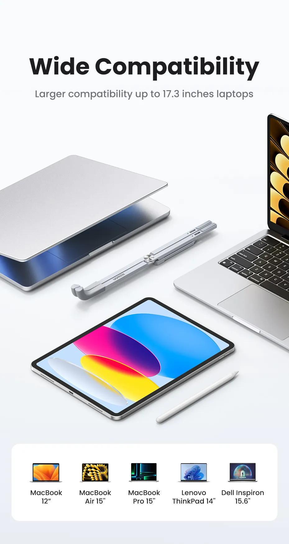 Підставка для ноутбука UGREEN до 17.3" алюмінієва складана легка вентильована Сріблястий (15622) - фото 4