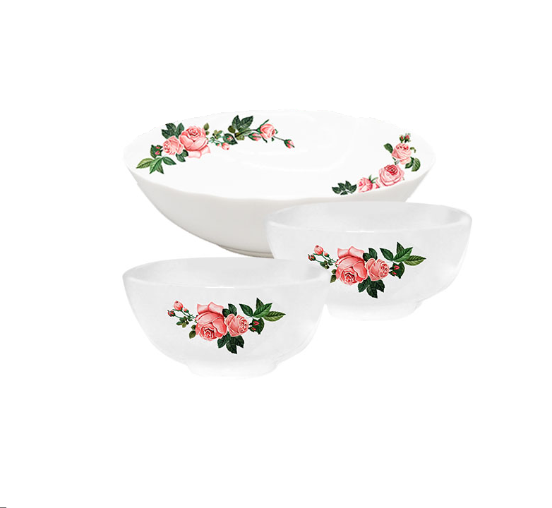 Набор салатников SNT Розовый бутон 1 шт. D20,3 см 6 шт. D11,5 см (MSN-30056-15019)