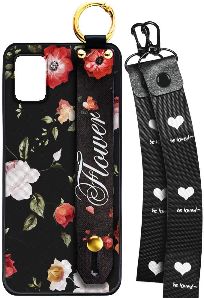 Чехол SHLab для Samsung Galaxy A51 A515 Flower Black + два ремешка с карабином (25782)