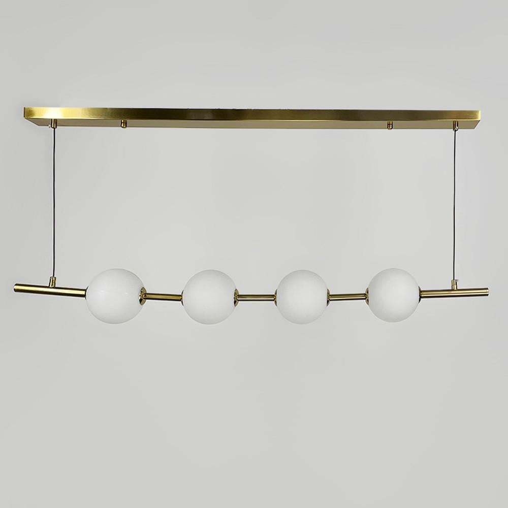 Люстра удлиненная Led с 4-мя акриловыми шариками Латунь (910A/4 AB)